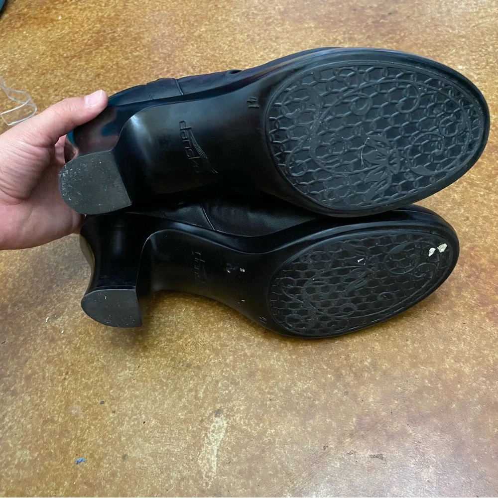 Dansko Heeled Boots Black Runched Buffy Zip Ankle Size EU41 US10 - Picture 13 of 15